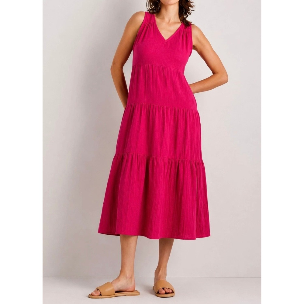 Quince Gauze Tiered Maxi Dress Women XS Pink